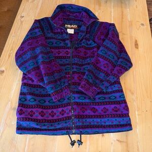 Vintage HEAD Skiwear Women’s Purple Jacket Medium Retro 90s Full Zip Ski fleece